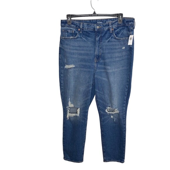 Old Navy High Rise OG Straight High Rise Blue Stretch Denim Jeans Sz 16 - Picture 1 of 8